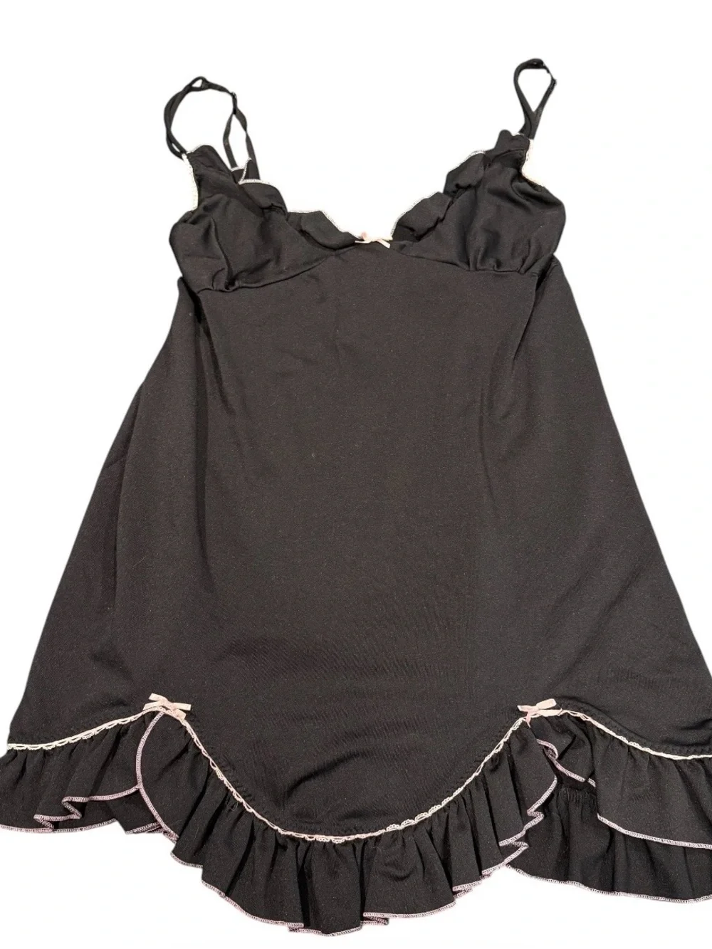 Morbid Threads vintage mini slip dress black pink goth emo small 90s Y2K